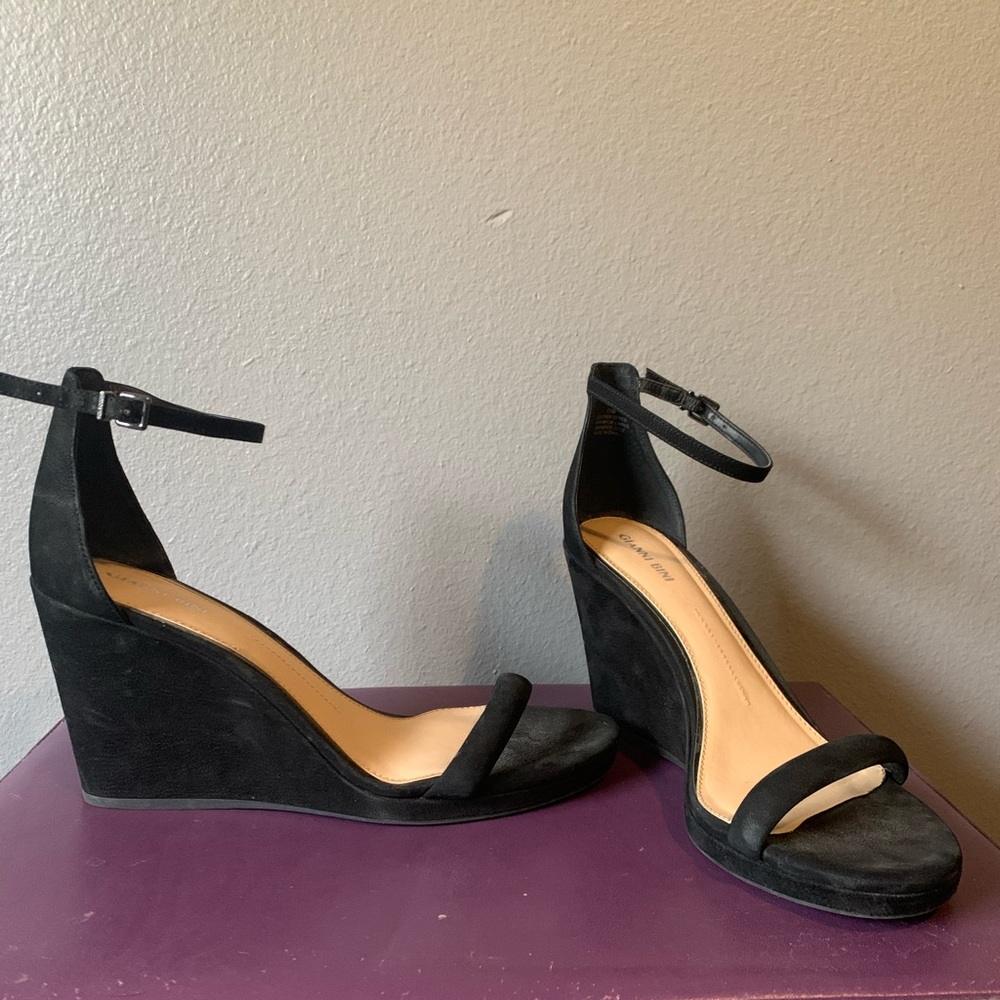 Black high heel wedges